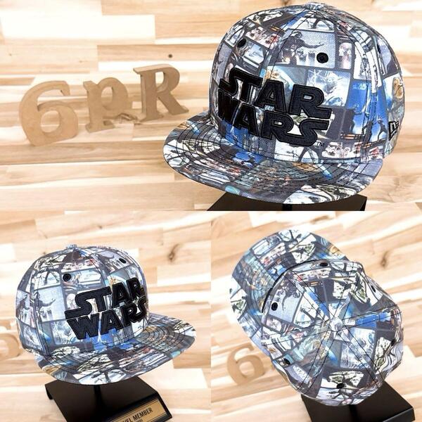 激レア/廃番【ニューエラ×スターウォーズ】限定コラボ キャップ 総柄 グレー×青【HFby6PR】メンズ・帽子・春夏・秋冬【3IGR】