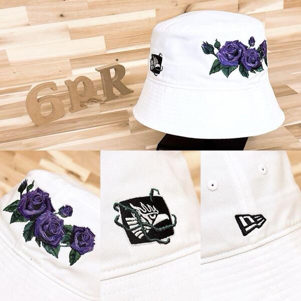 激レア【ニューエラ×エルデスペラード】限定コラボ 薔薇バラ刺繍 ハット 白×紫【HFby6PR】メンズ・帽子・春夏・秋冬【6SCG】