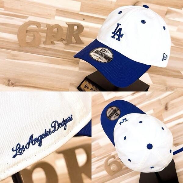 【ニューエラ×ドジャース】サイド 筆記体 ロゴ LAキャップ ツートーン 白×青【HFby6PR】メンズ・帽子・春夏・秋冬【361Z】