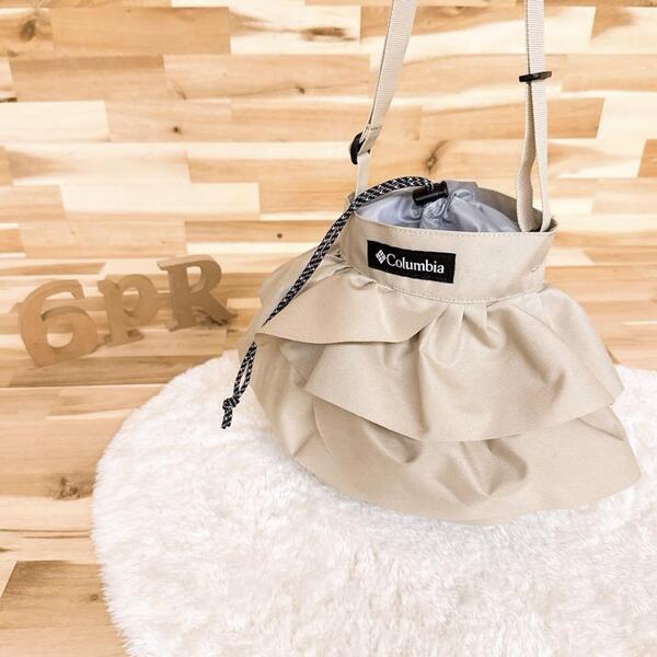完売品【コロンビア】別注フリル ショルダーバッグ フリークスストア ベージュ×黒【HFby6PR】レディース・バッグ・春夏・秋冬【9E4F】