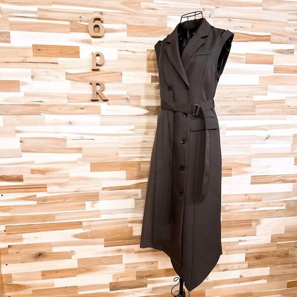 美品【ユナイテッドトウキョウ】アシンメトリー ロング ジレ ワンピース S 茶【HFby6PR】レディース・洋服・春夏・秋冬【1KXP】