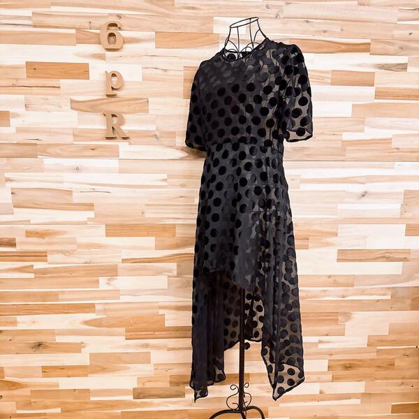 【ザラ】透け感シアー フィッシュテール ロング ドレス ワンピース ドット M黒【HFby6PR】レディース・洋服・春夏・秋冬【9V30】