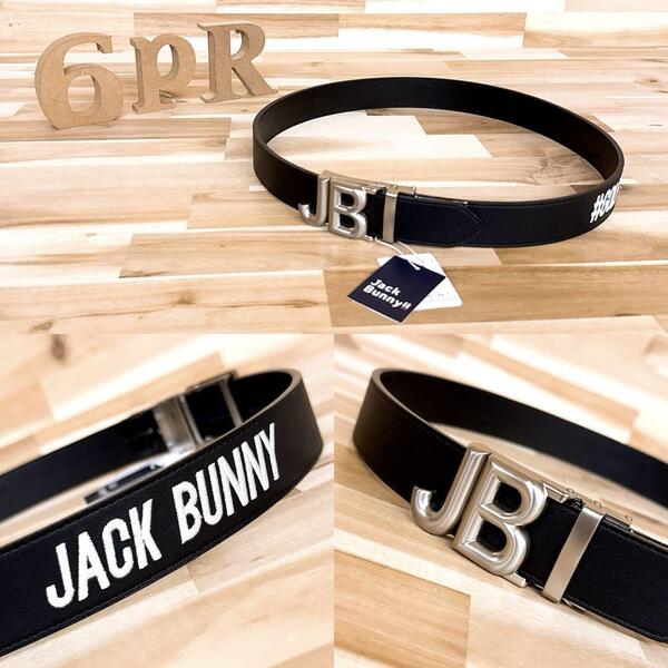 レア/廃番【ジャックバニー】刺繍ロゴ メタルJBバックル ゴルフ ベルト 黒×白【HFby6PR】メンズ・小物・春夏・秋冬【8PJH】
