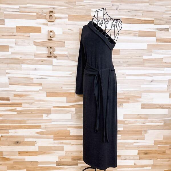 【ザラ】ワンショルダー ロング ニット ワンピース アシンメトリー S黒ブラック【HFby6PR】レディース・洋服・秋冬【9YWI】