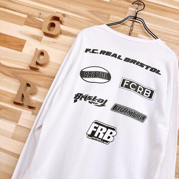 レア【エフシーレアルブリストル】マルチ エンブレム ロゴ 長袖TシャツM 白×黒【HFby6PR】メンズ・洋服・春夏【4KQ9】