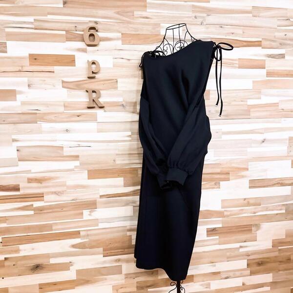 未使用【ディーゼル】オープンショルダー アシンメトリー ロング ワンピース L黒【HFby6PR】レディース・洋服・春夏【6L46】