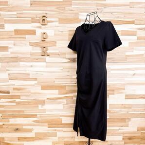 未使用【ハーリップトゥ】綿100% ロング Tシャツ ワンピース ギャザー S黒【HFby6PR】レディース・洋服・春夏【5WGZ】