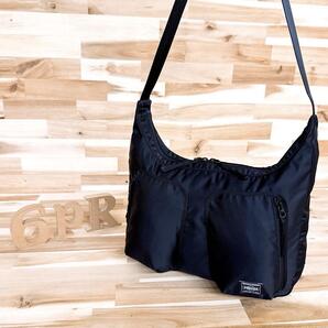 美品【ポーター】COMPART コンパート ダブル ポケット ショルダーバッグ黒【HFby6PR】メンズ・バッグ・春夏・秋冬【2F5Z】