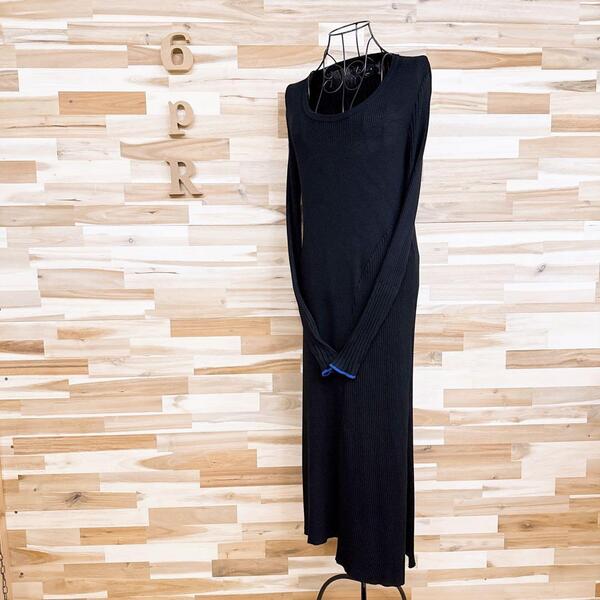 【ユナイテッドトウキョウ】ロング ニット ワンピース バック オープン アシメ黒【HFby6PR】レディース・洋服・秋冬【8VYP】