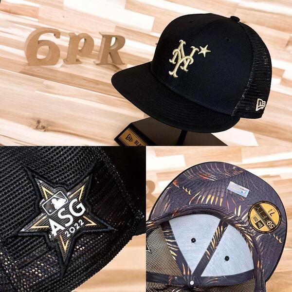 レア【ニューエラ×メッツ】ASG2022 メッシュキャップ ボタニカル 黒×金【HFby6PR】メンズ・帽子・春夏・秋冬【35T9】
