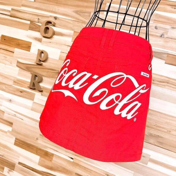 稀少【ジャックバニー×コカコーラ】限定コラボ ビッグ ロゴ スカート 赤×白【HFby6PR】レディース・洋服・春夏【7XA2】