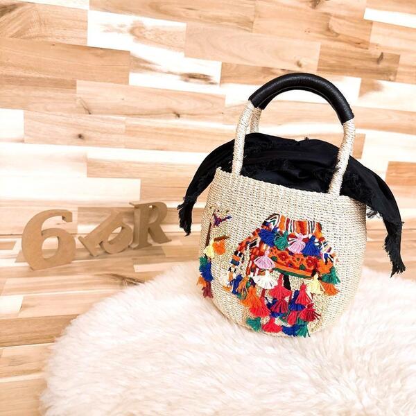 【ヴィオラドーロ】ラクダ 刺繍 かごバッグ ハンドバッグ らくだ 天然素材 牛革【HFby6PR】レディース・バッグ・春夏・秋冬【6RY4】