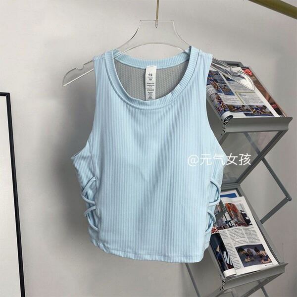 Alo Yoga ノースリーブトップス ライトブルー ヨガウエア 運動服 タンクトップ