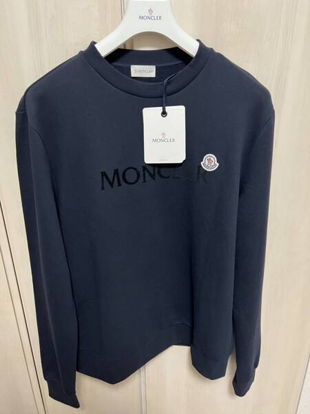Lサイズ【未使用】MONCLER レタリングロゴ スウェット ネイビー色 Navy トレーナー 本物保証 ◆定価9万円◆