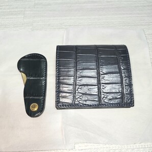 万双 クロコダイルミニ財布(小銭入付)とクロコダイル シューホーンのセット 二つ折り財布 ポロサス