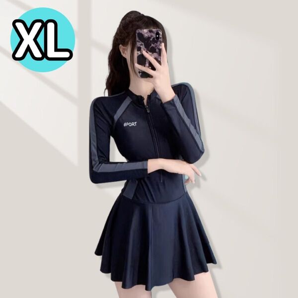 水着 レディース 長袖 XL ワンピース 体型カバー 日焼け uvカット 海水浴