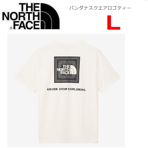 THE NORTH FACE ザノースフェイス バンダナスクエアロゴTシャツ ホワイト L NT32446 メンズ バックプリント アウトドア