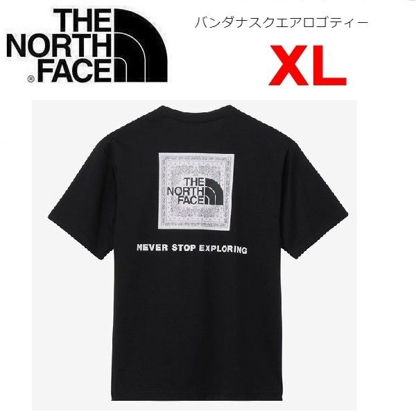 THE NORTH FACE ザノースフェイス バンダナスクエアロゴTシャツ ブラック XL NT32446 メンズ バックプリント アウトドア