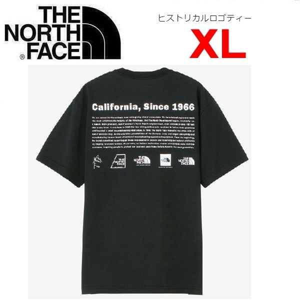 THE NORTH FACE ザノースフェイス ヒストリカルロゴTシャツ ブラック XL NT32407 メンズ Tシャツ アウトドア キャンプ