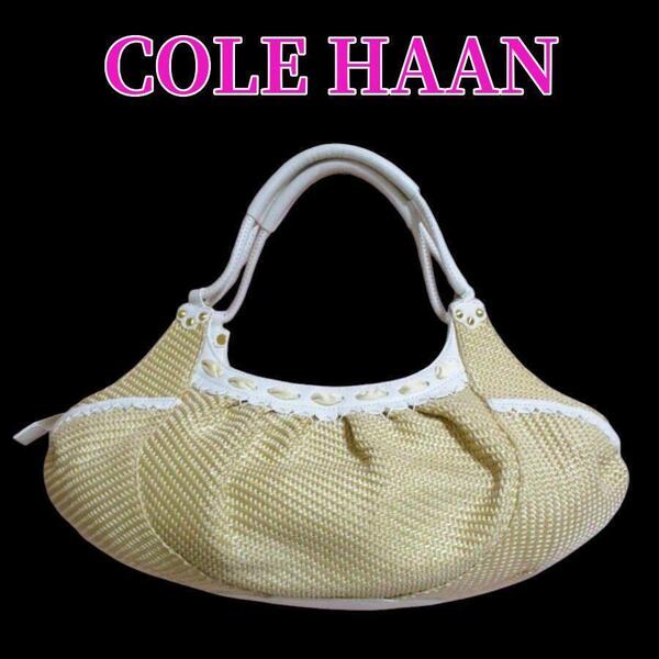【コールハーン/COLE HAAN】ハンドバッグ かごバッグ 春夏 ベージュ 白 レザー ストローバッグ カゴバッグ 肩かけ 匿名発送