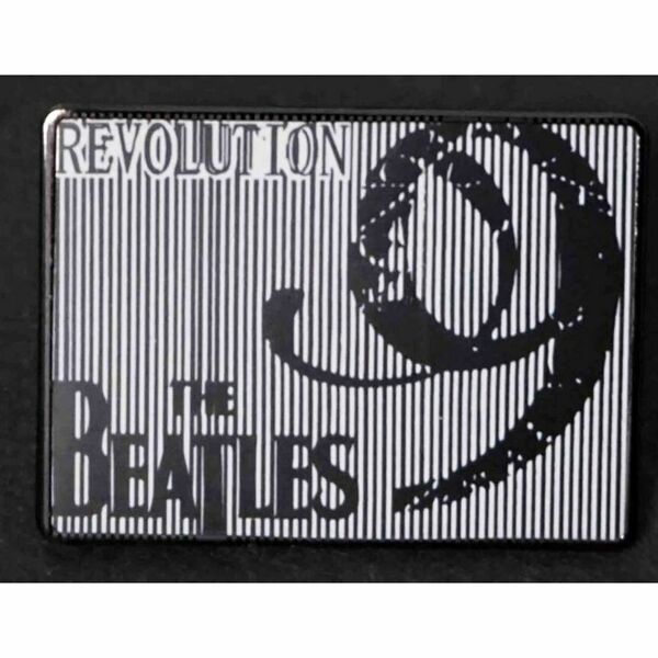《白黒縦縞BT四》THE BEATLES新品『レボリューション Revolution 』 ビートルズ■ミュージック 音楽 楽器 仲間 ◇激渋■ ピンバッジ バッチ