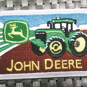 《萌農機JD》US魂■四角角丸◎新品◆鹿 John Deereジョンディア ジョン・ディア 刺繍ワッペン◆アメリカ ■農業 トラクター■衣服DIY