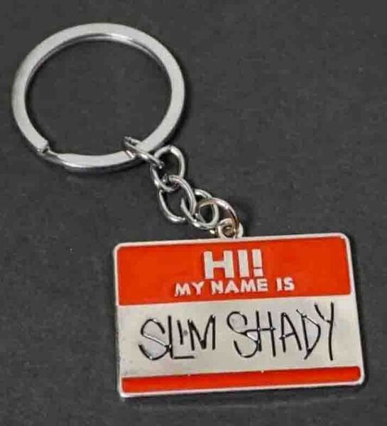 《KEY赤銀EM名札》■新品■Eminem エミネム『SLIM Shady』 キーホルダー■アメリカ Music ヒップホップ◆音楽 歌手 ◇コスプレ◎激渋
