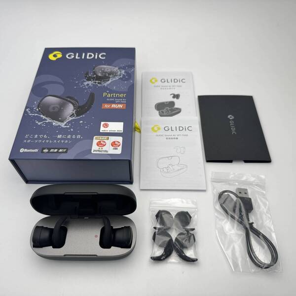 ①新品未使用 GLIDiC Sound Air SPT-7000 グレイッシュブラック スポーツタイプ完全ワイヤレスイヤホン IPX5相当防水性能 グライディック