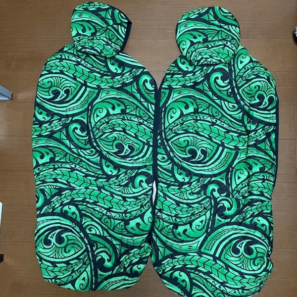 【送料込み】ハワイ ハワイアンキルト シートカバー ヘッドレスト別 前席二脚セット アイランドスタイル【早い者勝ち】26