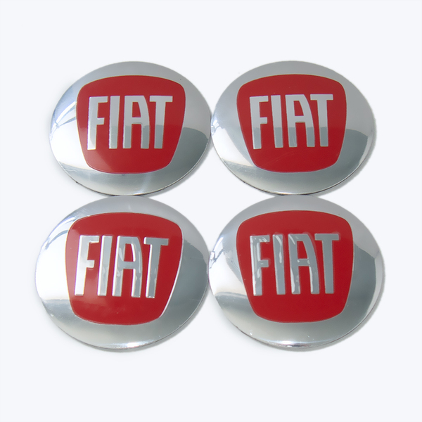 FIAT フィアット ステッカー ホイールキャップシール エンブレムロゴ センターバッジ レッド 56mm 4枚
