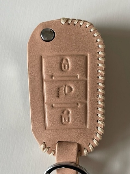 牛革ぴったり収まる プジョー スマートキーケース シトロエン ベージュ色 1