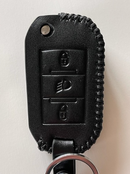 牛革ぴったり収まる プジョー スマートキーケース シトロエン 黒色 1