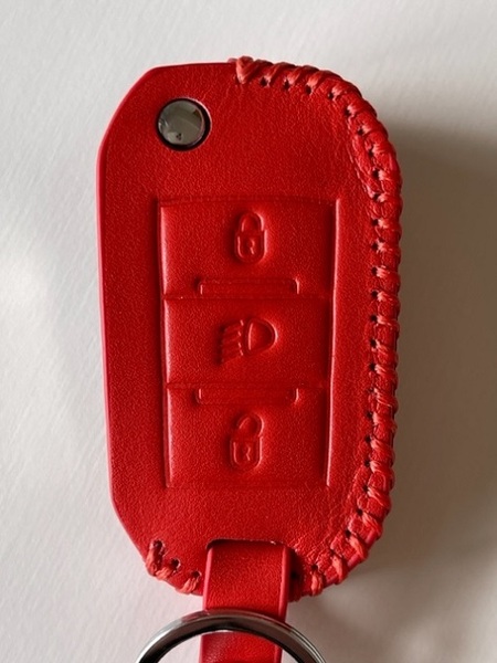 牛革ぴったり収まる プジョー スマートキーケース シトロエン オレンジ色 1