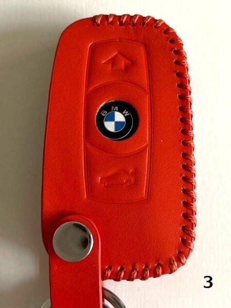 牛革ジャストフィット BMW スマートキーケース Eシリーズ オレンジ色 3