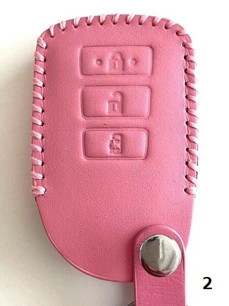 牛革 ジャストフィット ポルテ スマートキーケース 3B ピンク色 2