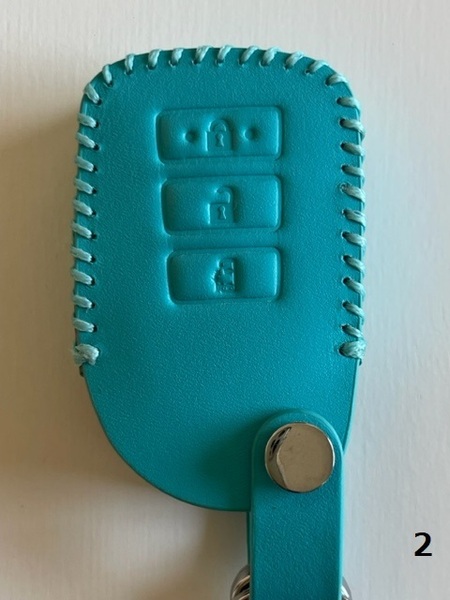 牛革 ジャストフィット ポルテ スマートキーケース 3B ミントグリーン色 2