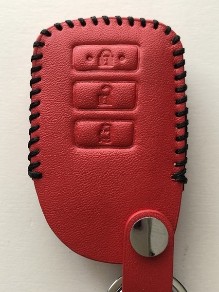牛革 ジャストフィット ポルテ スマートキーケース 3B 赤色縫い糸黒 1