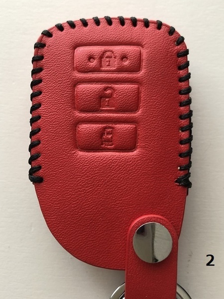 牛革 ジャストフィット ポルテ スマートキーケース 3B 赤色縫い糸黒 2