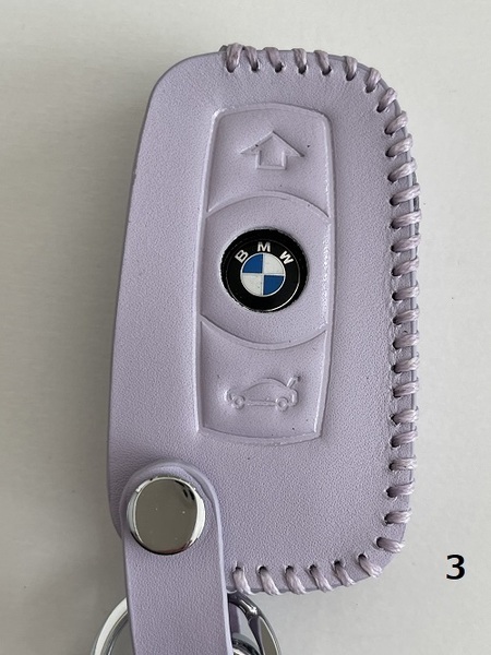 牛革ジャストフィット BMW スマートキーケース Eシリーズ Pパープル色 3