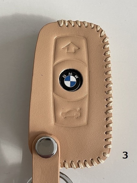牛革ジャストフィット BMW スマートキーケース Eシリーズ ベージュ色 3