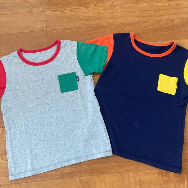 Tシャツ 2枚 ベルメゾン ジータ カラフル 配色 130サイズくらい 半袖 遊び着