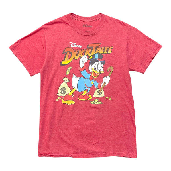 USA 古着 Disney ディズニー アニメ DUCKTALES ダックテイルズ わんぱくダック夢冒険 キャラクター Tシャツ メンズM レッド BA3628