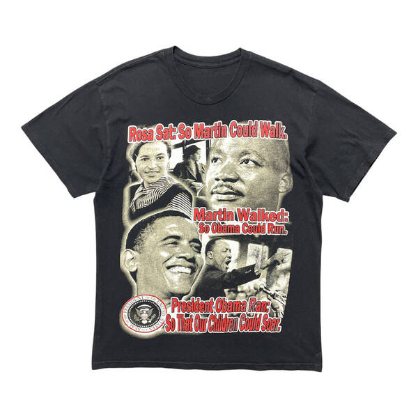 USA 古着 00S ヴィンテージ マーティンルーサーキングジュニア オバマ大統領 黒人偉人 Tシャツ メンズL/XL相当 BA3643