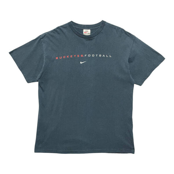 古着 USA製 90S NIKE ナイキ オハイオ州立大学 カレッジ Tシャツ ヴィンテージ ロゴ プリント ブラック メンズL クルーネック BA3644