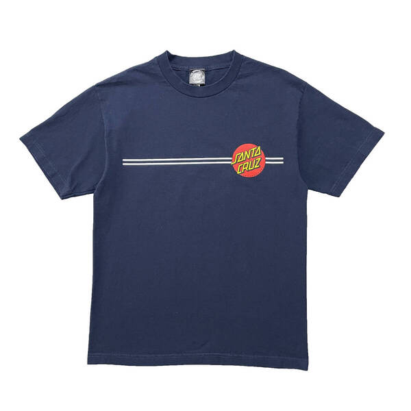 USA 古着 サンタクルーズ SANTA CRUZ Tシャツ ロゴ プリント ネイビー メンズM クルーネック スケボー BA3648