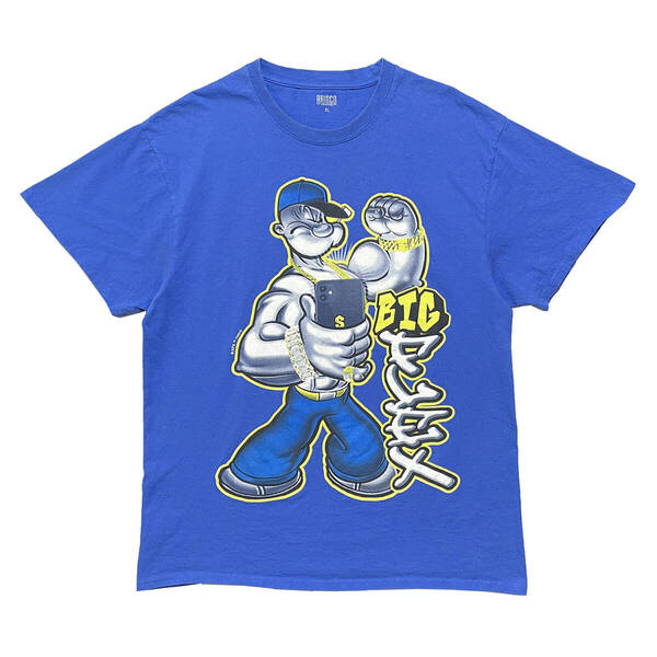 USA 古着 BRISCO BRANDS ポパイ POPYE Tシャツ プリント ブルー クルーネック メンズXL BA3657