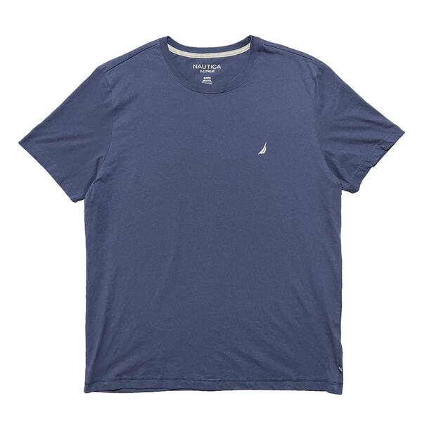 USA 古着 nautica ノーティカ ワンポイント Tシャツ 刺繍 ロゴ ネイビー メンズXL クルーネック BA3658