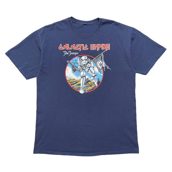 USA 古着 スターウォーズ × アイアンメイデン Tシャツ プリント ネイビー STAR WARS IRON MAIDEN バンドT BA3660