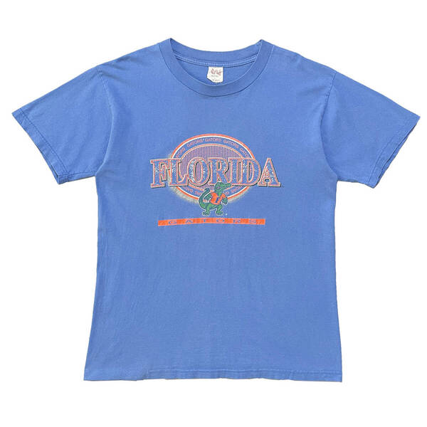 USA 古着 00S フロリダ大学 ゲイターズ カレッジ Tシャツ ロゴ プリント ブルー メンズL クルーネック BA3661