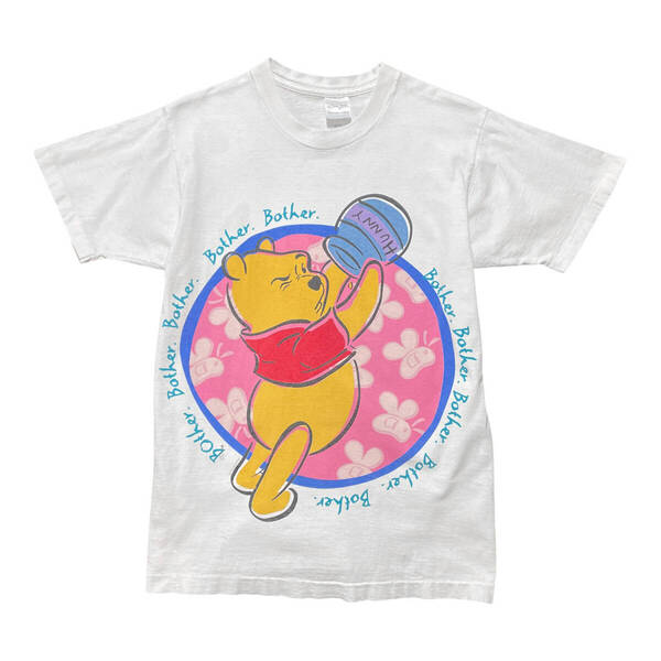 古着 USA製 90S ディズニー Disney くまのプーさん Tシャツ ヴィンテージ プリント メンズM クルーネック シングルステッチ BA3701